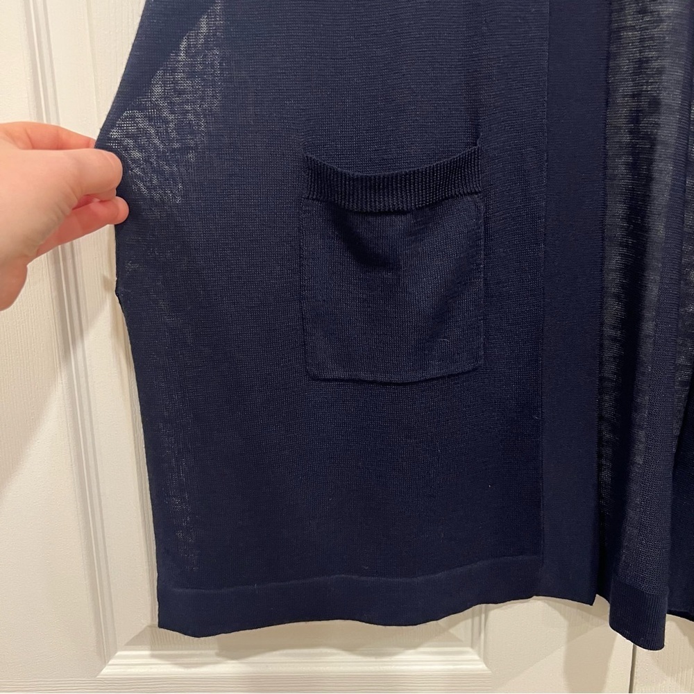 Chico's Open Front Cardigan Sweater Sheer Classic Navy Womens 0P Small Petite - Picture 4 of 7